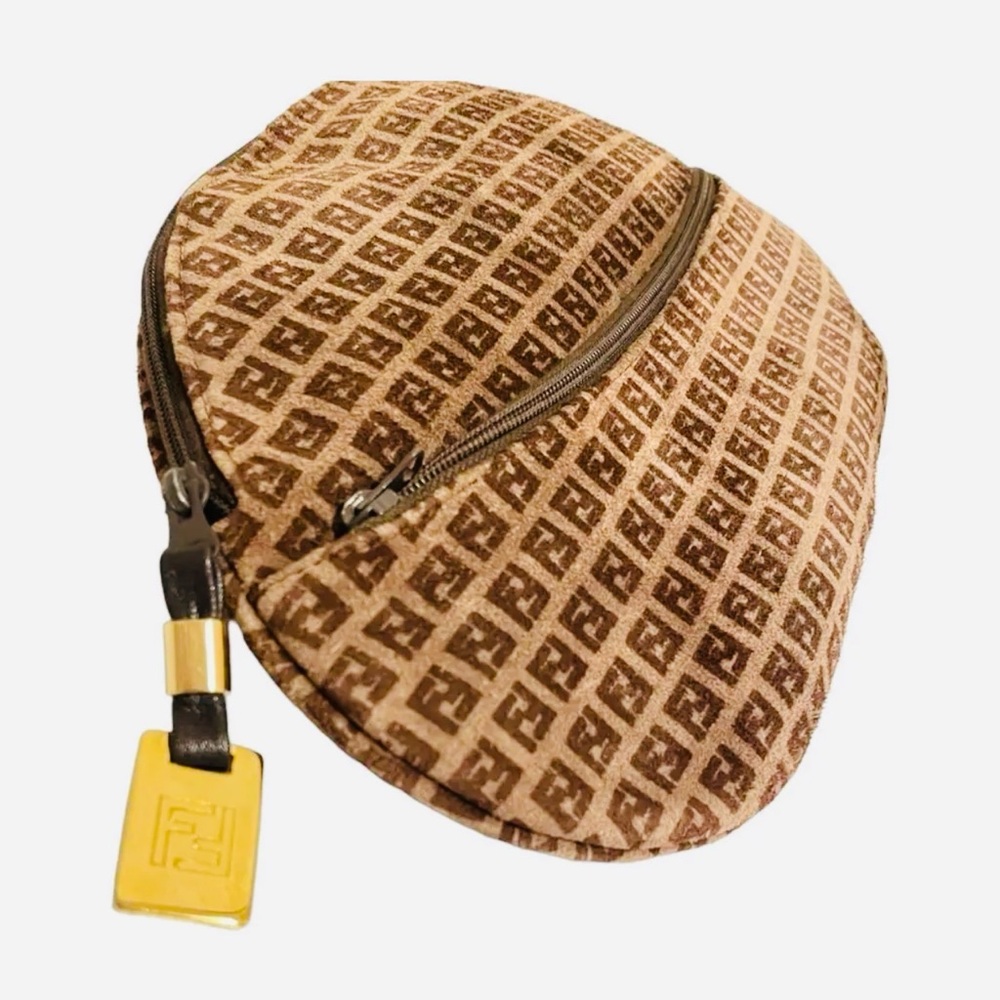 Fendi Brown Velvet Monogram Clutch - Picture 3 of 16